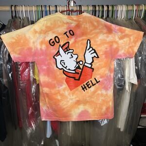 Superrradical Red / Orange Tie Dye XL Size Go To Hell T Shirt Rare Colorway Used